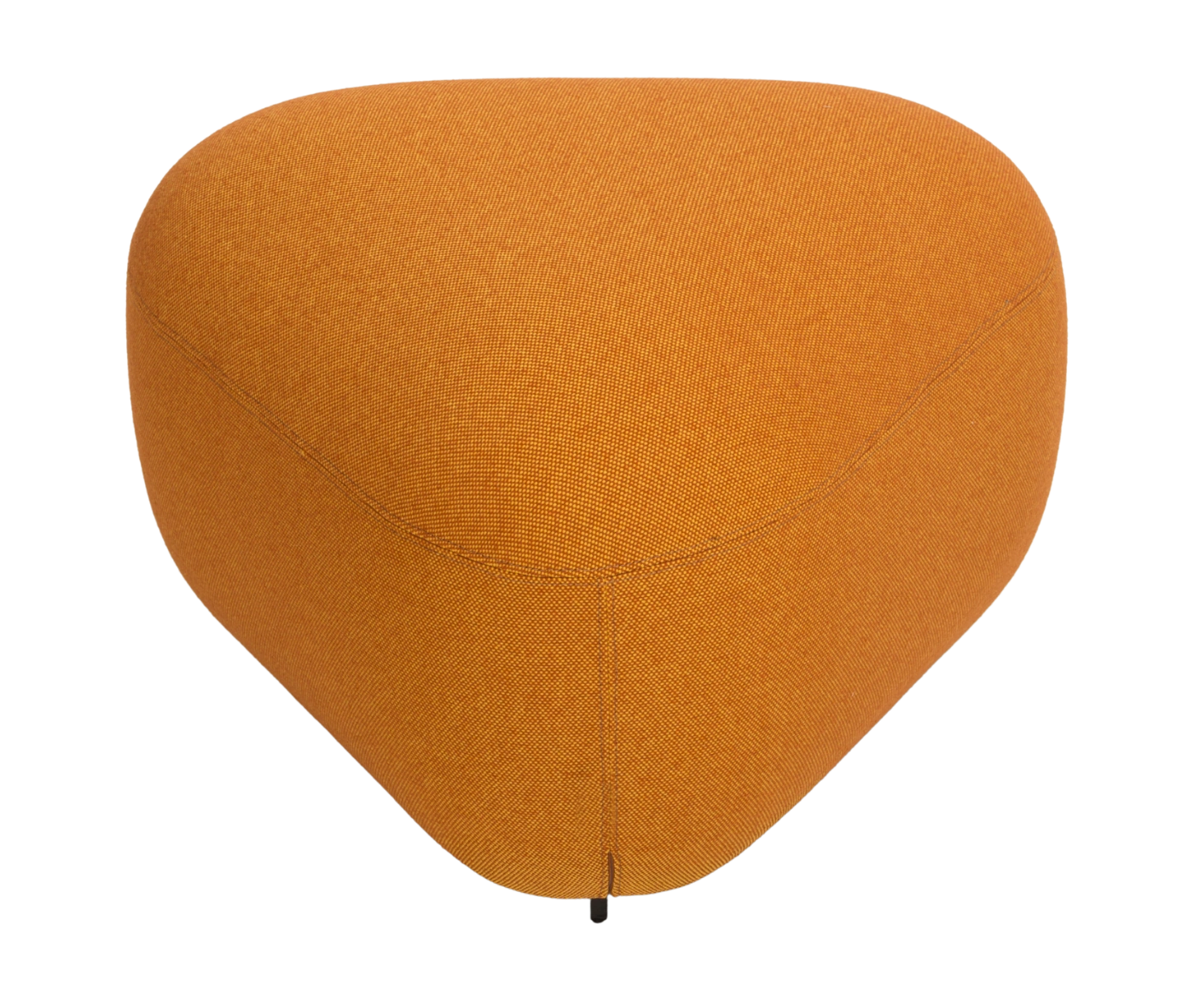 True Code modular seat, elevated view with orange upholstery and a rounded triangular form.