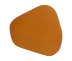 True Code modular seat with orange upholstery and a rounded triangular form.