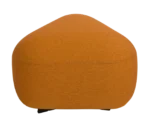 True Code modular seat, front view with orange upholstery and a rounded triangular form.