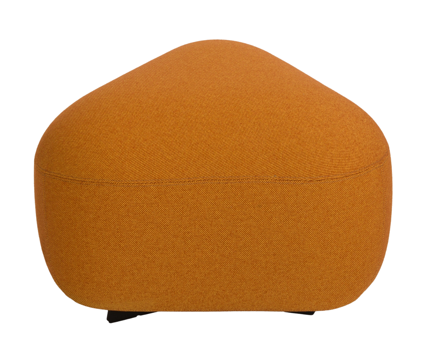 True Code modular seat, front view with orange upholstery and a rounded triangular form.