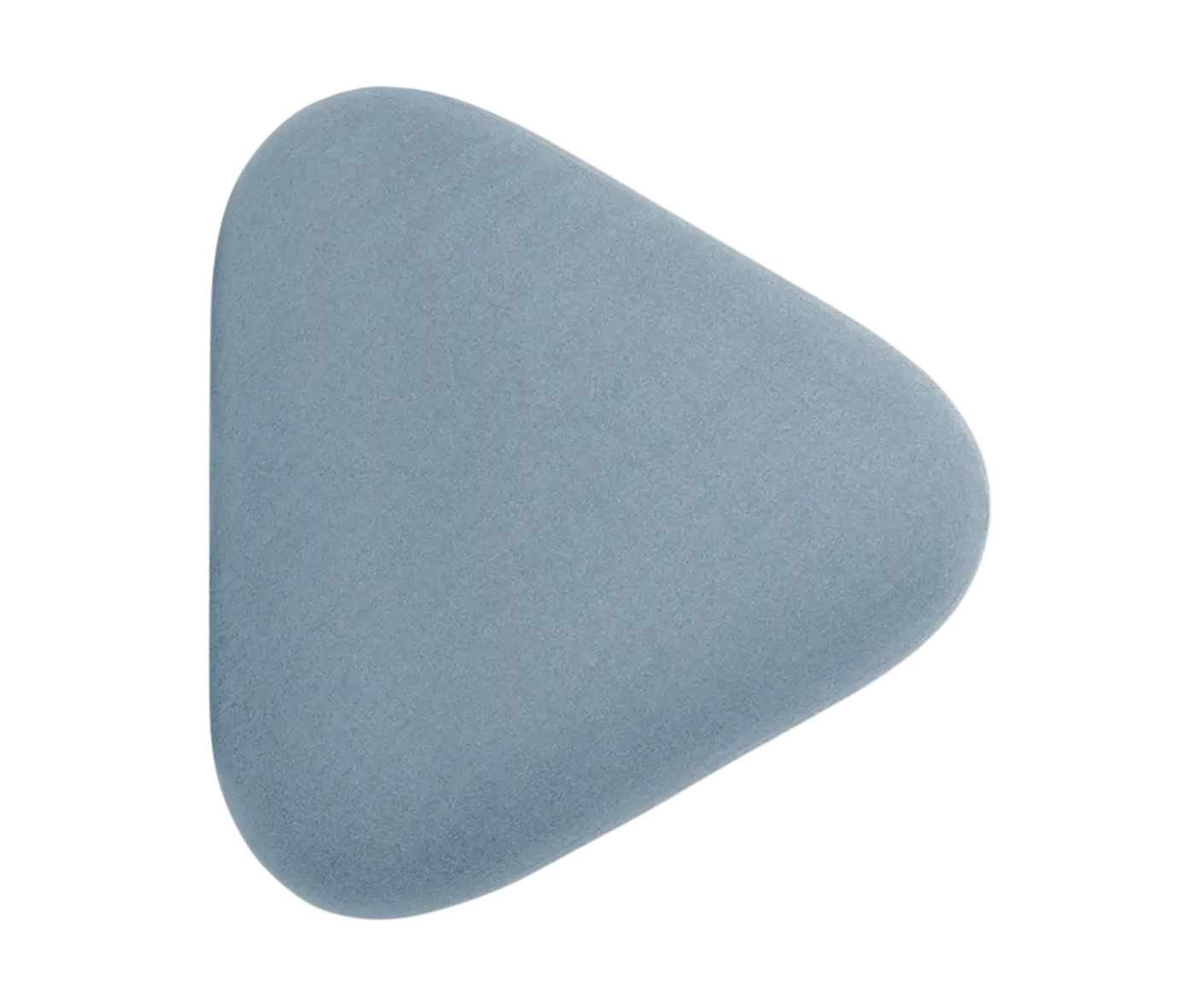 Top view of True Code modular seat with light blue upholstery and a rounded triangular form.