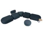 Top view of True Code modular seating system with upholstered rounded forms.
