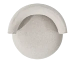 Top view of True Code lounge chair with white upholstery, a rounded seat and curved backrest.