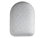 True Code modular seat with patterned white upholstery and a soft rounded form.