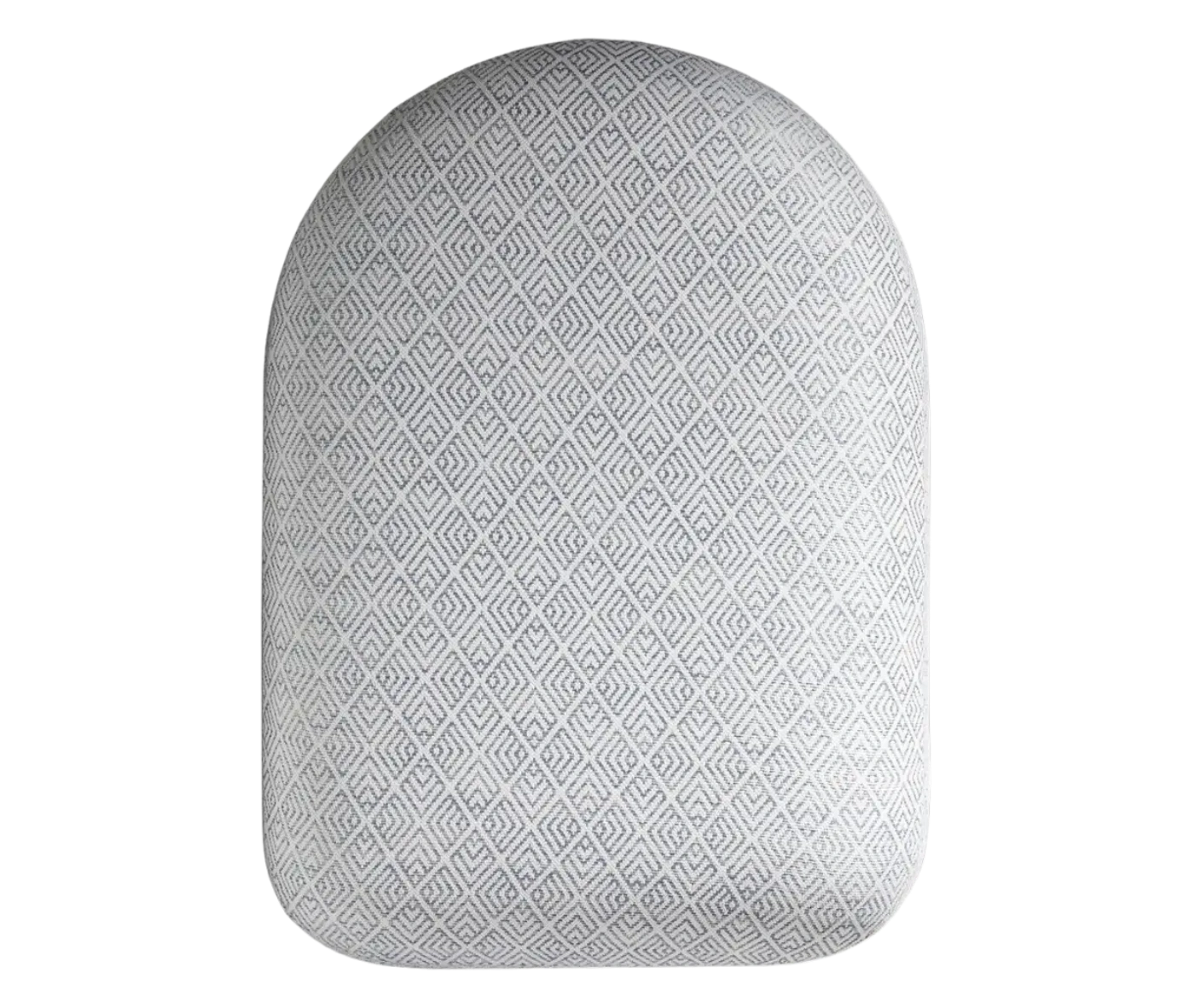 True Code modular seat with patterned white upholstery and a soft rounded form.