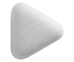 Top view of True Code modular seat with light upholstery and a rounded triangular form.