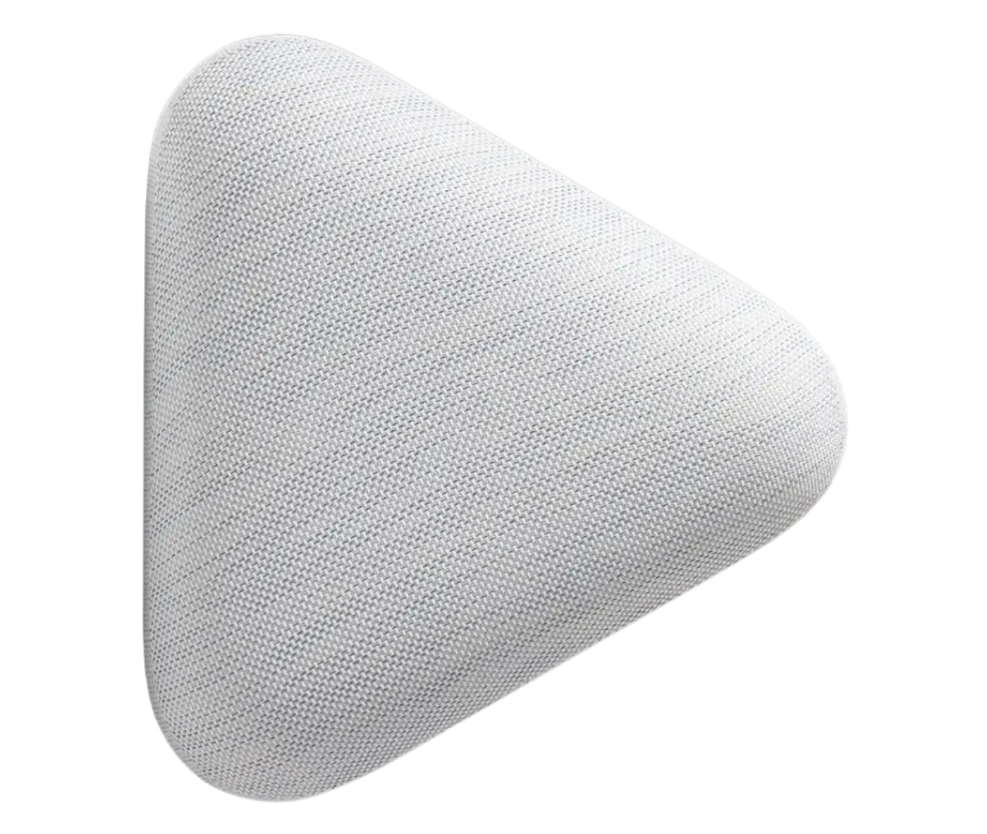 Top view of True Code modular seat with light upholstery and a rounded triangular form.