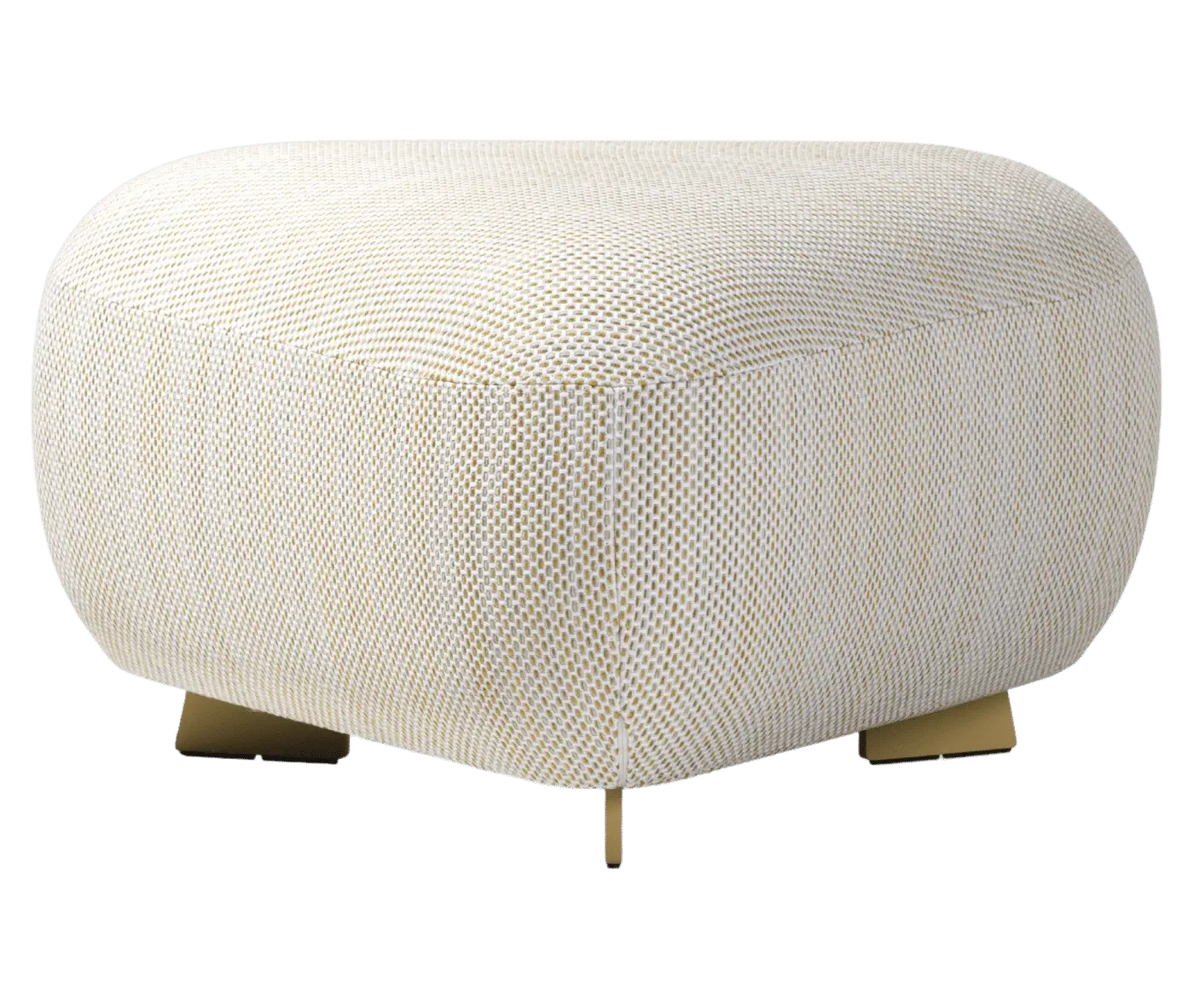 True Code modular seat, front view with light blue upholstery and a rounded triangular form.