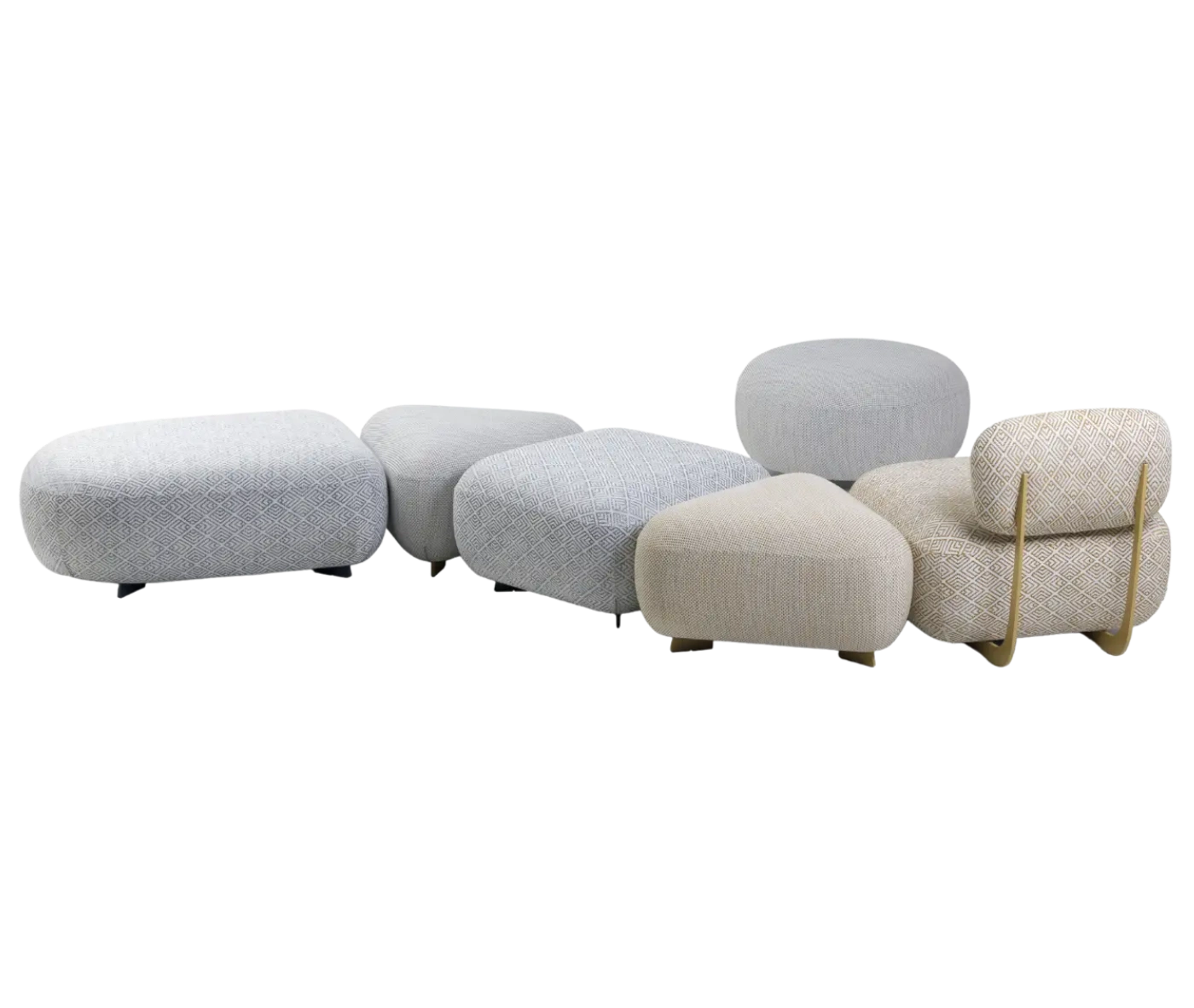 True Code modular seating with soft rounded upholstered forms.