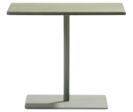 True Cremino side table in front view, with slim rectangular top and central pedestal base.