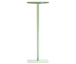 True Cremino side table with green rounded glass top and elongated pedestal base.