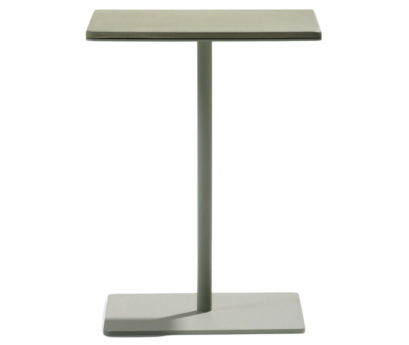 True Cremino side table with rectangular top and slim elongated central base.