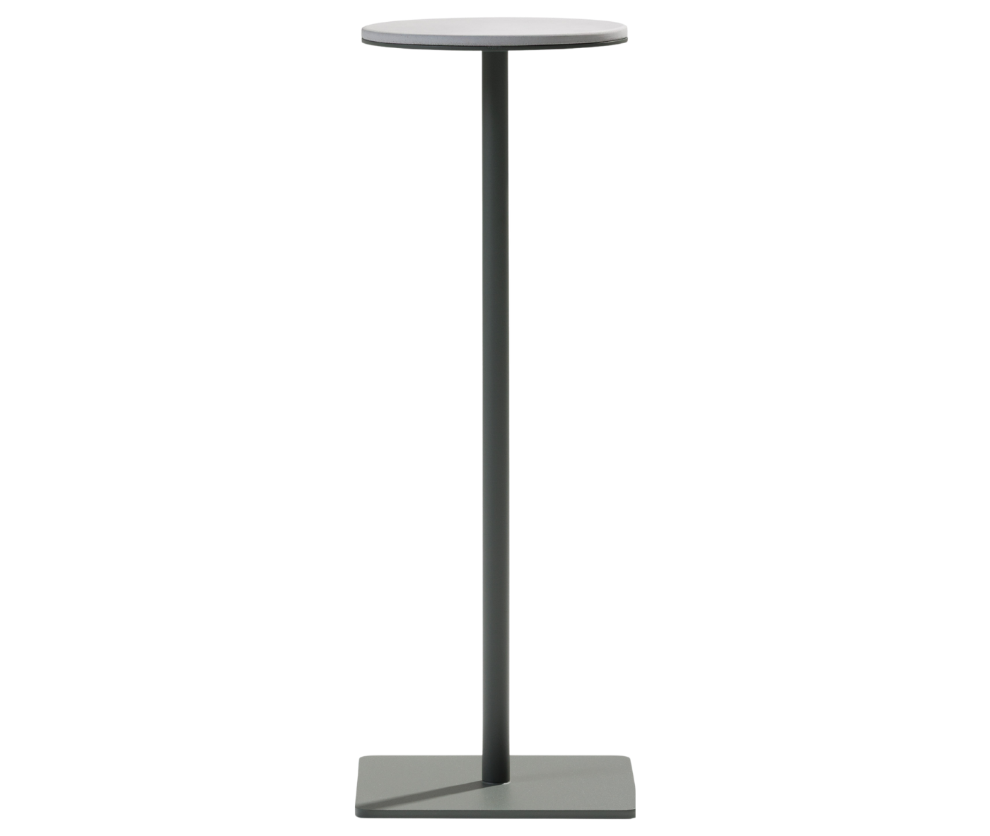True Cremino table with compact rounded top and slim elongated central base.