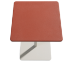 True Cremino table in elevated view with rectangular tabletop in red finish.