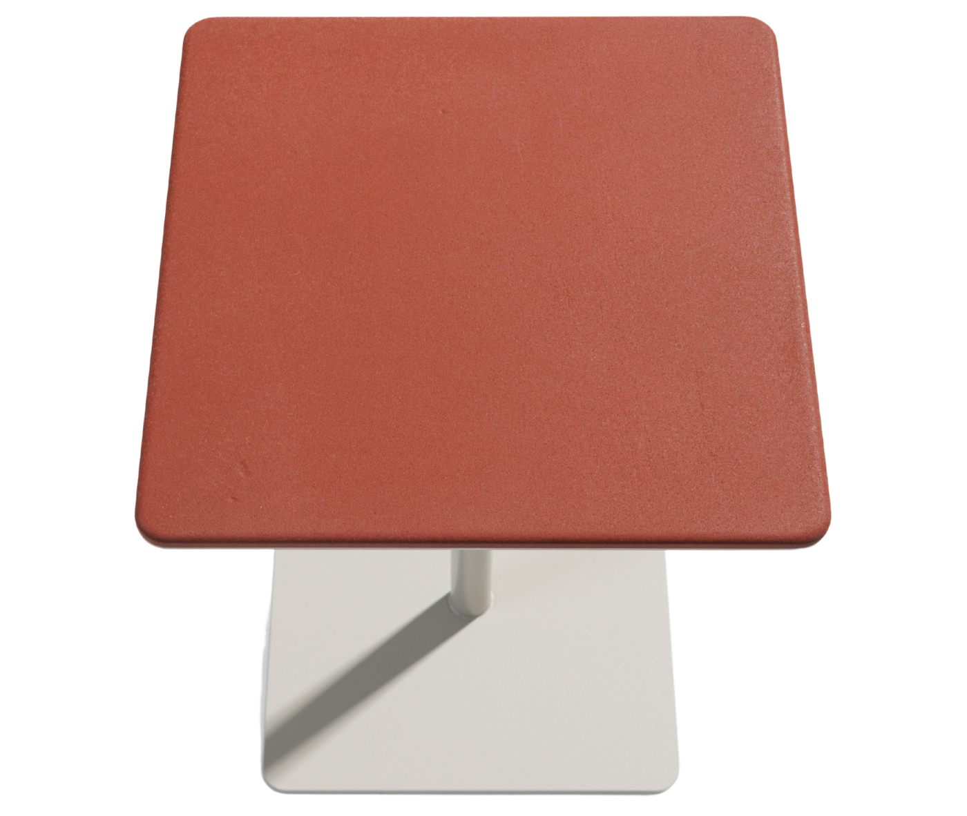 True Cremino table in elevated view with rectangular tabletop in red finish.