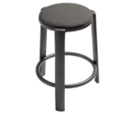 True Cute stool shown from a high angle with a dark upholstered seat and circular footrest.