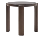 True Cute occasional table with round glass tabletop and timber legs.