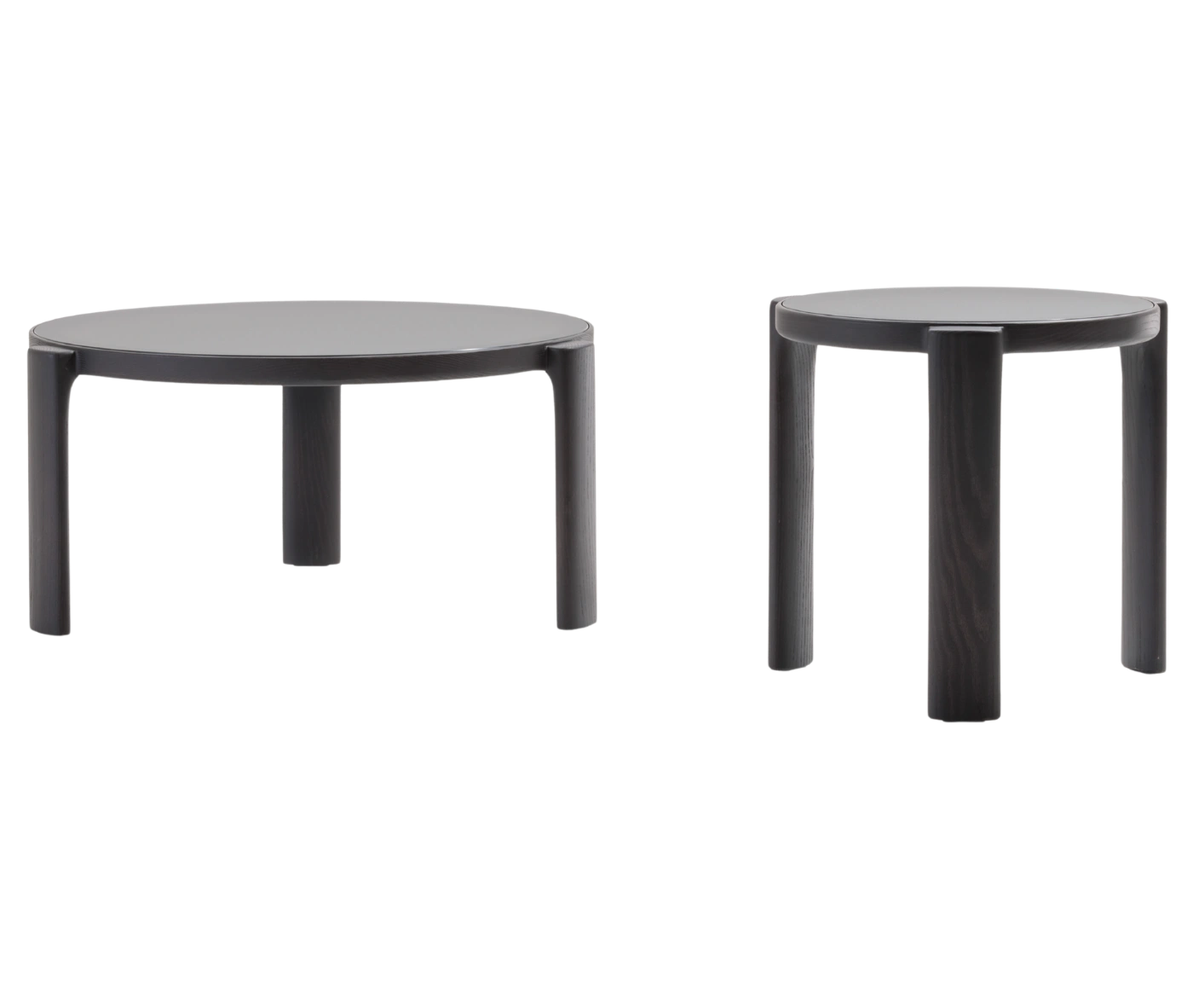 True Cute occasional tables with solid timber frames and glass tabletops.