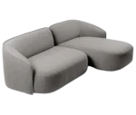 True Sibylla modular sofa shown in front-right view, grey upholstery and elongated module seat.