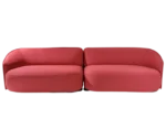 True Sibylla modular sofa shown in front view with curved backrests and red upholstery.