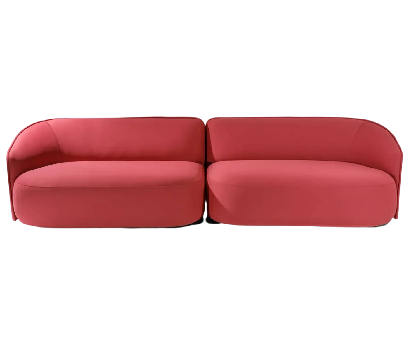 True Sibylla modular sofa shown in front view with curved backrests and red upholstery.