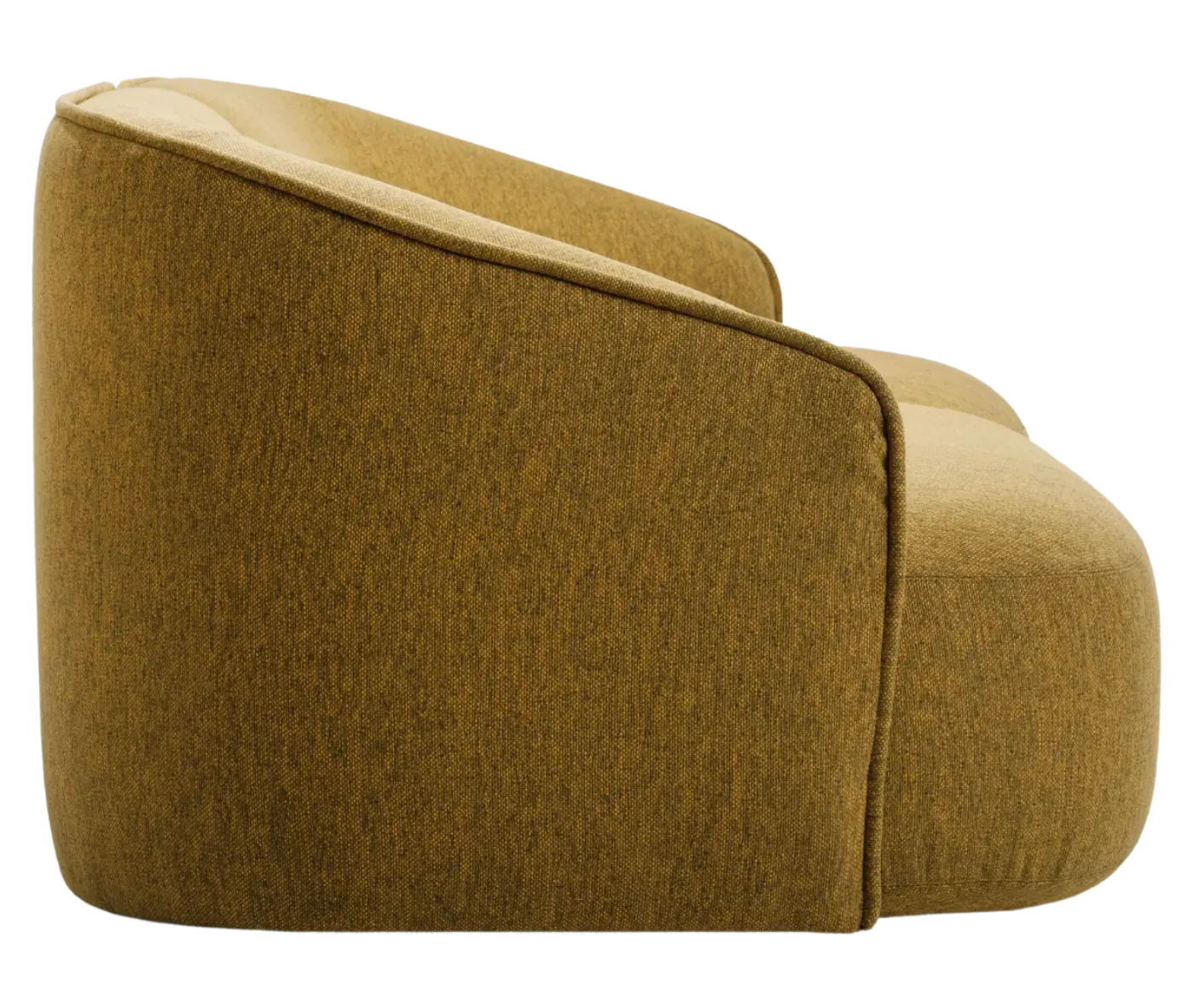 True Sibylla lounge chair shown in right-side view with yellow upholstery.