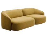 True Sibylla modular lounge sofa in front-right view, mustard yellow upholstery.