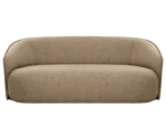 True Sibylla single-module sofa shown in front view, grey upholstery and curved backrest.