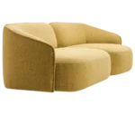 True Sibylla modular shown in front-right view with yellow upholstery and curved backrest.