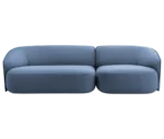 True Sibylla modular sofa shown in front view with curved backrests and blue upholstery.