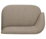Top view of True Sibylla module sofa, in light grey upholstery and curved backrest.