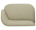 Top view of True Sibylla module sofa, in light green upholstery and curved backrest.