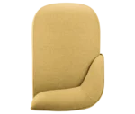 Top view of True Sibylla elongated module seat, in yellow upholstery and curved backrest.