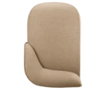 Top view of True Sibylla elongated module seat, in beige upholstery and curved backrest.