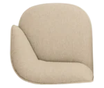 Top view of True Sibylla module seat, in beige upholstery and curved backrest.