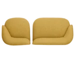 Top view of True Sibylla module seats side by side, yellow upholstery and curved backrest.