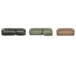 True Sibylla modular sofa shown in front view with assorted upholstery colours and multiple module configurations.