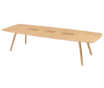 True Wing Meeting table in front-left view with light timber tabletop and timber legs.