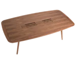 True Wing Meeting table in top view with dark timber tabletop and timber legs.