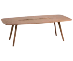 True Wing Meeting table in front-right view with dark timber tabletop and legs.