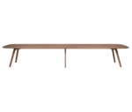 True Wing Meeting table in front view with long dark timber tabletop and timber legs.