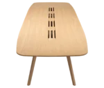True Wing Meeting table in top view with light timber tabletop and timber legs.