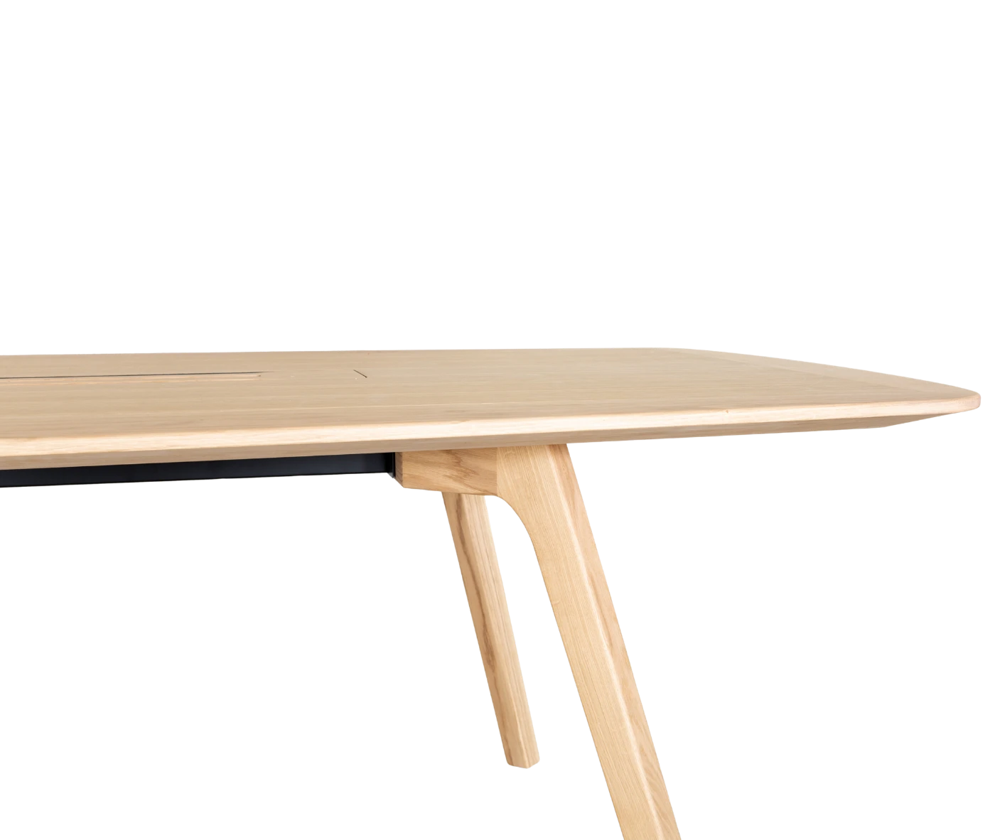 Detail of True Wing Meeting table in with timber tabletop and legs.