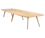 True Wing Meeting table in front-left view with light timber tabletop and timber legs.