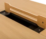 Detail view of the True Wing Meeting table magnetic wiring beam in light timber finish with concealed cable management and magnetic accessory support.