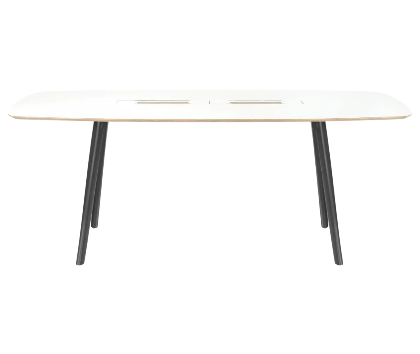 True Wing Working table in white timber top and dark timber legs.