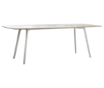 True Wing Working table in front-right view with timber tabletop and legs in white finish.