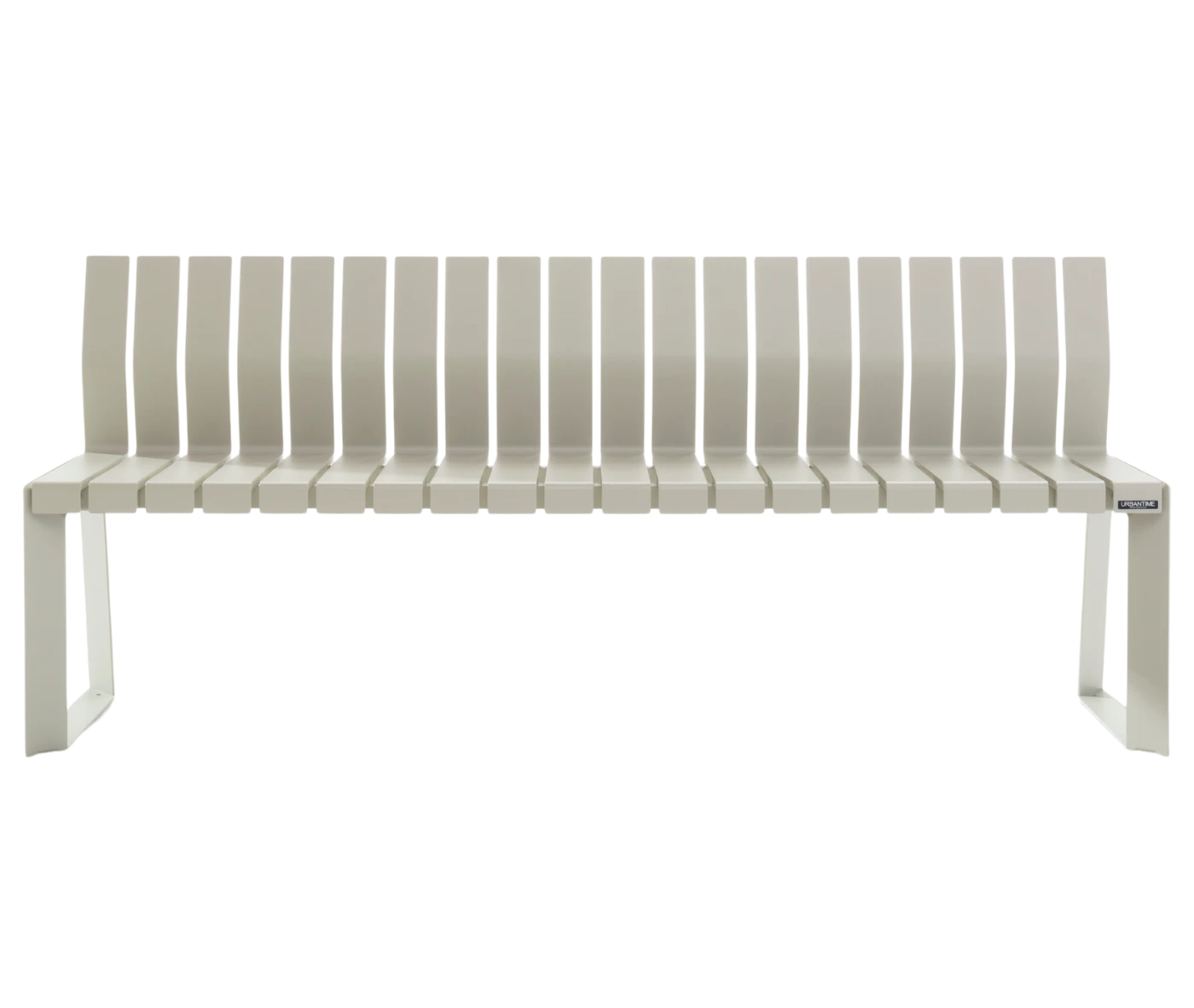 Urbantime Liberty.080 outdoor bench in front view, with backrest and white finish.