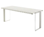 Urbantime Liberty.080 outdoor bench in front-left view in white finish and rectangular legs.