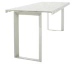 Urbantime Liberty.080 outdoor bench shown in front-left elevated view with white slatted metal seat and rectangular legs.